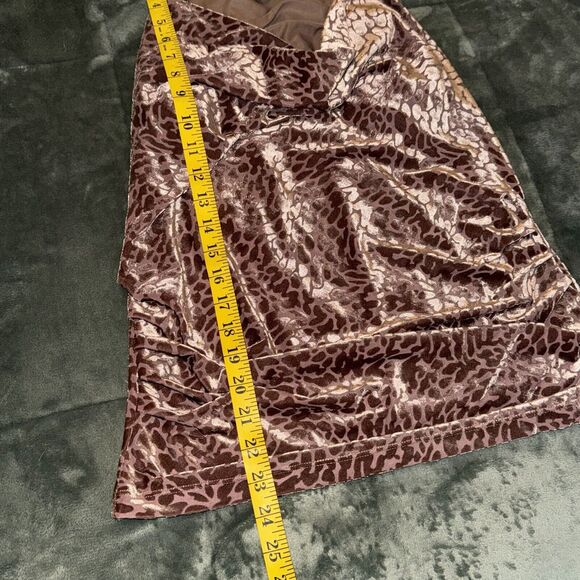 Y2K New York & Company Halter Top Womens Medium Brown Animal Print Cowl Neck - Picture 5 of 6
